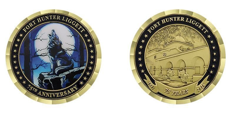 ARMY FORT HUNTER LIGGETT CALIFORNIA 75 YEARS 1.75" CHALLENGE COIN