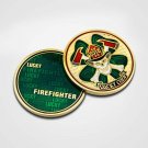 LUCKY FIREFIGHTER IRISH SHAMROCK 1.75" FIRE  CHALLENGE COIN