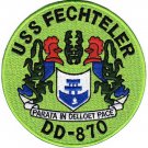 5" NAVY USS DD-870 FECHTELER EMBROIDERED PATCH