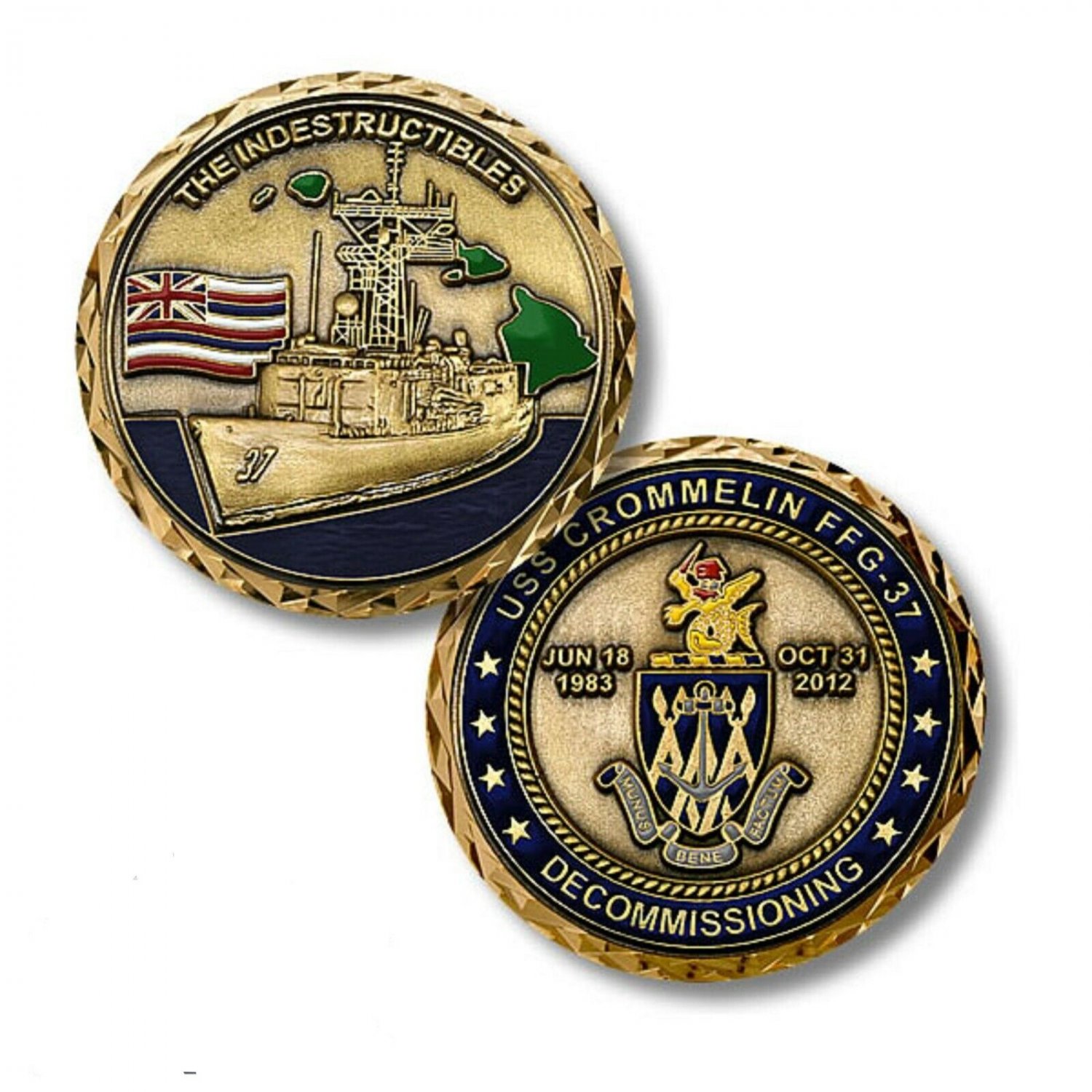 NAVY USS CROMMELIN FFG-37 1.75" CHALLENGE COIN