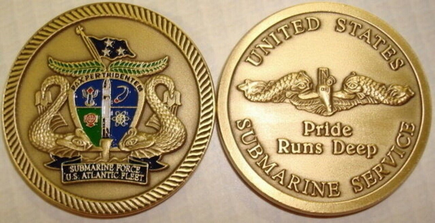 NAVY SUBMARINE FORCE ATLANTIC FLEET COMSUBLANT PRIDE RUNS DEEP  CHALLENGE COIN