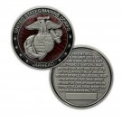 MARINE CORPS JARHEAD OATH THIS IS MY RIFLE EGA 1.75" SILVER CHALLENGE COIN