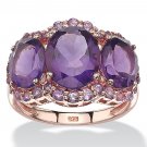 WOMENS PURPLE AMETHYST ROSE GOLD OVER STERLING SILVER RING SIZE 6 7 8 9 10
