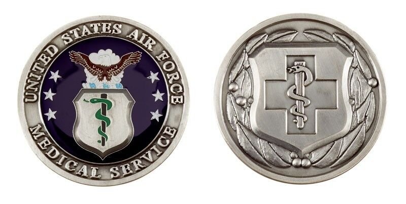 AIR FORCE MEDIC MEDICAL SERVICE CADUCEUS CROSS BADGE 1.75" CHALLENGE COIN
