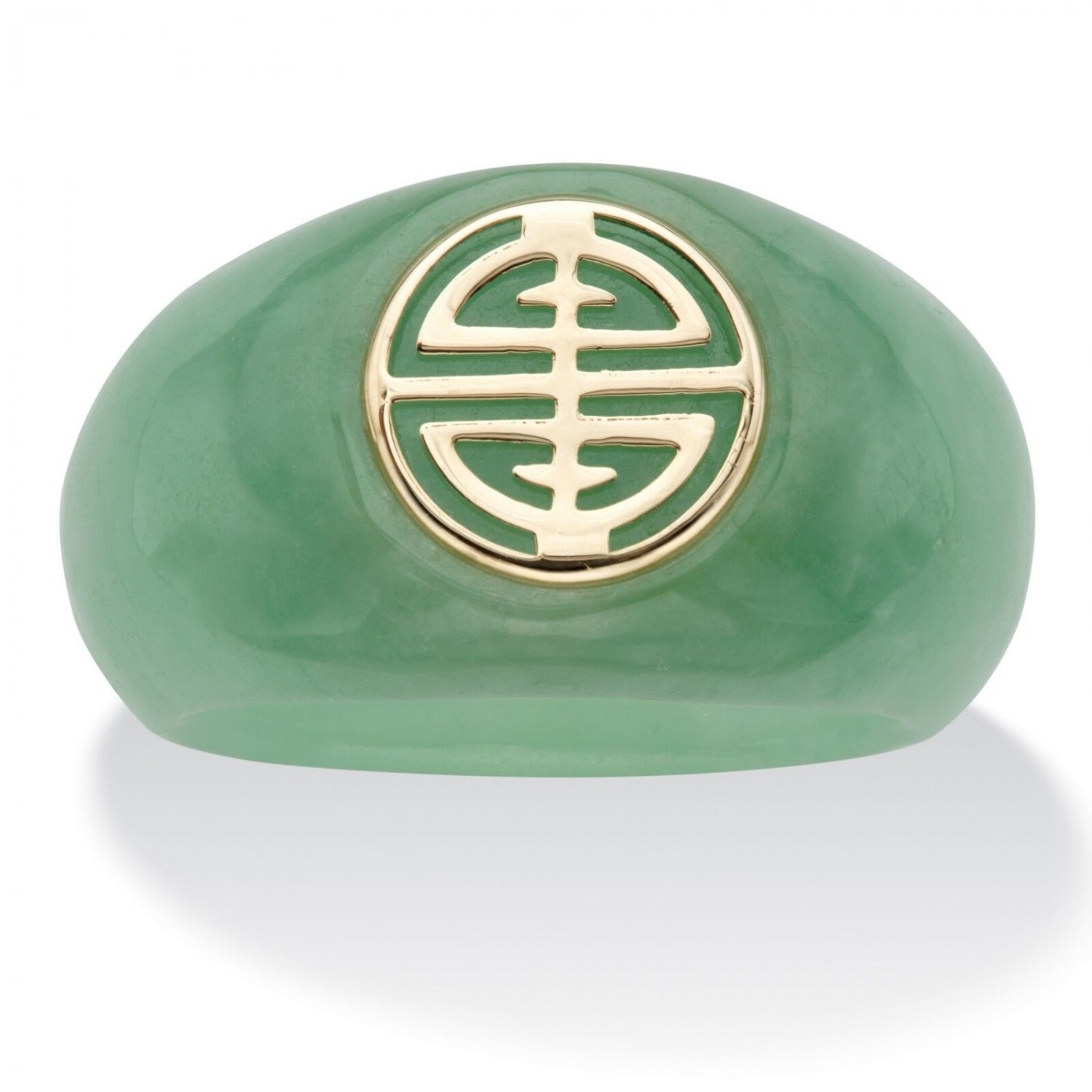 WOMENS 14K GOLD GREEN JADE LONGEVITY RING SIZE  6 7 8 9 10