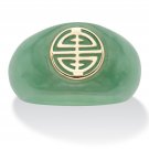 WOMENS 14K GOLD GREEN JADE LONGEVITY RING SIZE  6 7 8 9 10