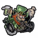 10" LEPRECHAUN BIKER MOTORCYCLE EMBROIDERED JACKET PATCH