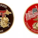 MARINE CORPS CAMP FUJI JAPAN CROSSED FLAGS EGA CHALLENGE COIN