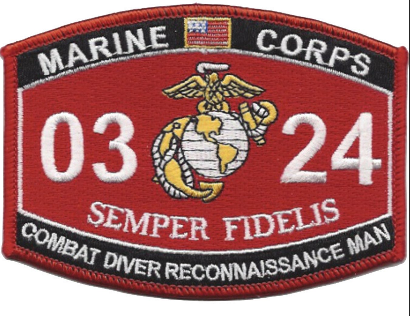 MARINE CORPS MOS 0324 COMBAT DIVER RECONNAISSANCE MAN EGA EMBROIDERED PATCH