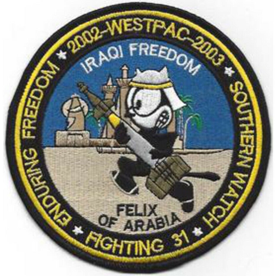 NAVY VF-31 FIGHTING 31 FELIX THE CAT FELIX OF ARABIA EMBROIDERED 5" PATCH