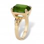 WOMENS 14K GOLD PLATED BIRTHSTONE EMERALD CUT PERIDOT RING  SIZE 5 6 7 8 9 10