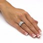 WEDDING ENGAGEMENT RING SET ROUND PLATINUM OVER STERLING SILVER 6 7 8 9 10