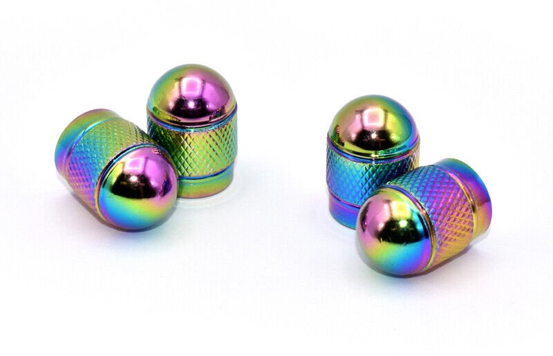 SET OF 4 IRIDESCENT NEON UNIVERSAL VALVE CAR TRUCK WHEEL TIRE AIR STEM CAPS