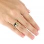 WOMENS 14K GOLD PLATED ONYX BEAUTIFUL HEART SHAPE RING SIZE 5 6 7 8 9 10