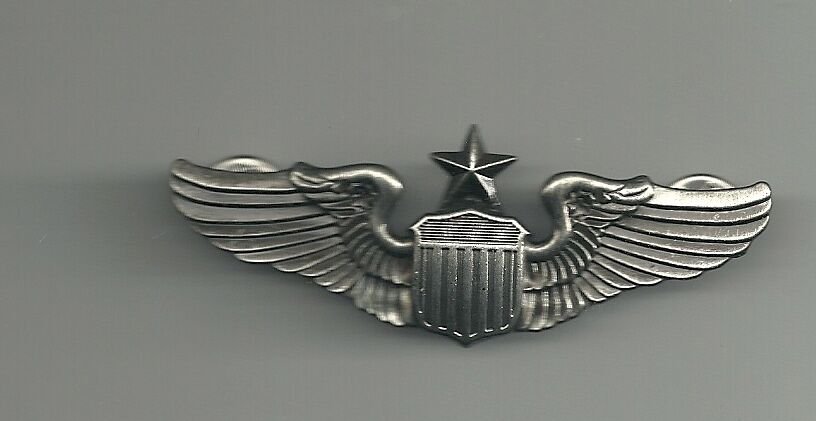 AIR FORCE ARMY SENIOR PILOT WING BIG 2 3/4  PEWTER  PIN