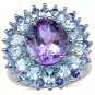 WOMENS STERLING SILVER  AMETHYST BLUE TOPAZ TANZANITE   RING 6 7 8 9
