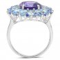 WOMENS STERLING SILVER  AMETHYST BLUE TOPAZ TANZANITE   RING 6 7 8 9