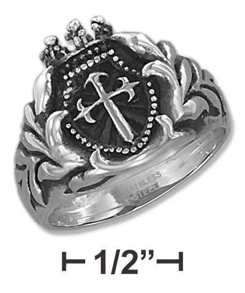 MENS STAINLESS STEEL ST. JAMES CROSS  RING SIZE 9 10 11 12 13 14