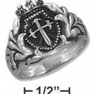 MENS STAINLESS STEEL ST. JAMES CROSS  RING SIZE 9 10 11 12 13 14