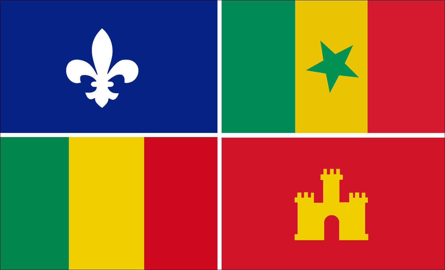 CREOLE FLAG NEW ORLEANS 4" HELMET BUMPER STICKER DECAL USA MADE