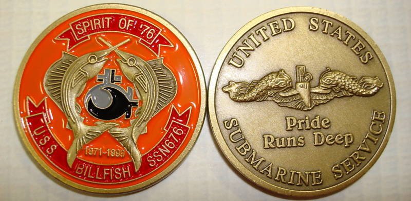 USS BILLFISH SSN-676 SUBMARINE SERVICE CHALLENGE COIN