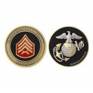 USMC MARINE CORPS SERGEANT BLACK GOLD SILVER EGA 1.75"  CHALLENGE COIN