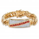 MENS 14K GOLD 6.20 TCW GARNET 8" CZ BRACELET  GP