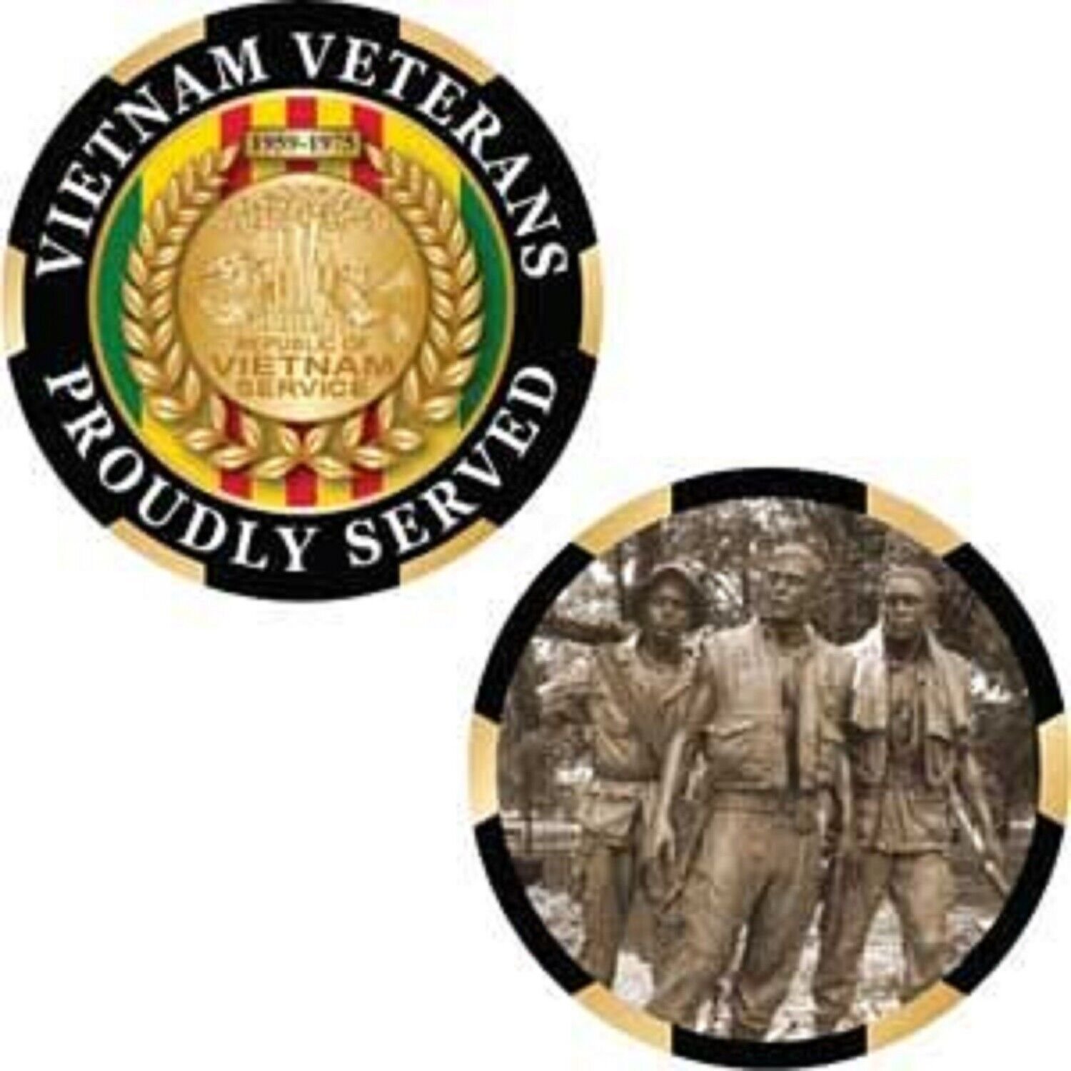 VIETNAM VETERAN PROUDLY SERVED SERVICE RIBBON 1.75" CHALLENGE COIN USA MADE