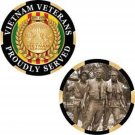 VIETNAM VETERAN PROUDLY SERVED SERVICE RIBBON 1.75" CHALLENGE COIN USA MADE
