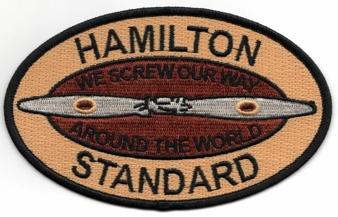 5.25" NAVY HAMILTON STANDARD 2PROPS OVAL EMBROIDERED JACKET PATCH