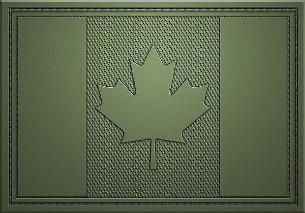 CANADA CANADIAN TACTICAL GREEN OD OLIVE   FLAG PATCH 3X2 PVC  WITH HOOK LOOP