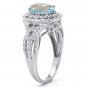 WOMENS PLATINUM OVER STERLING SILVER OVAL CUT BLUE TOPAZ DIAMOND ACCENT RING