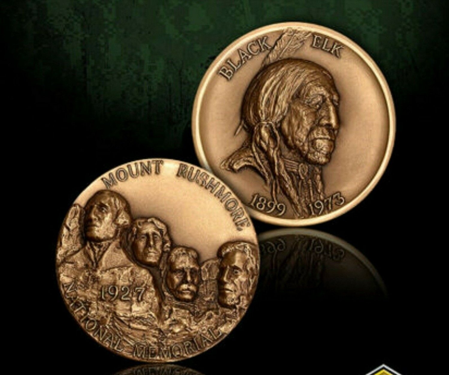 MOUNT RUSHMORE BLACK ELK BRONZE CHALLENGE COIN