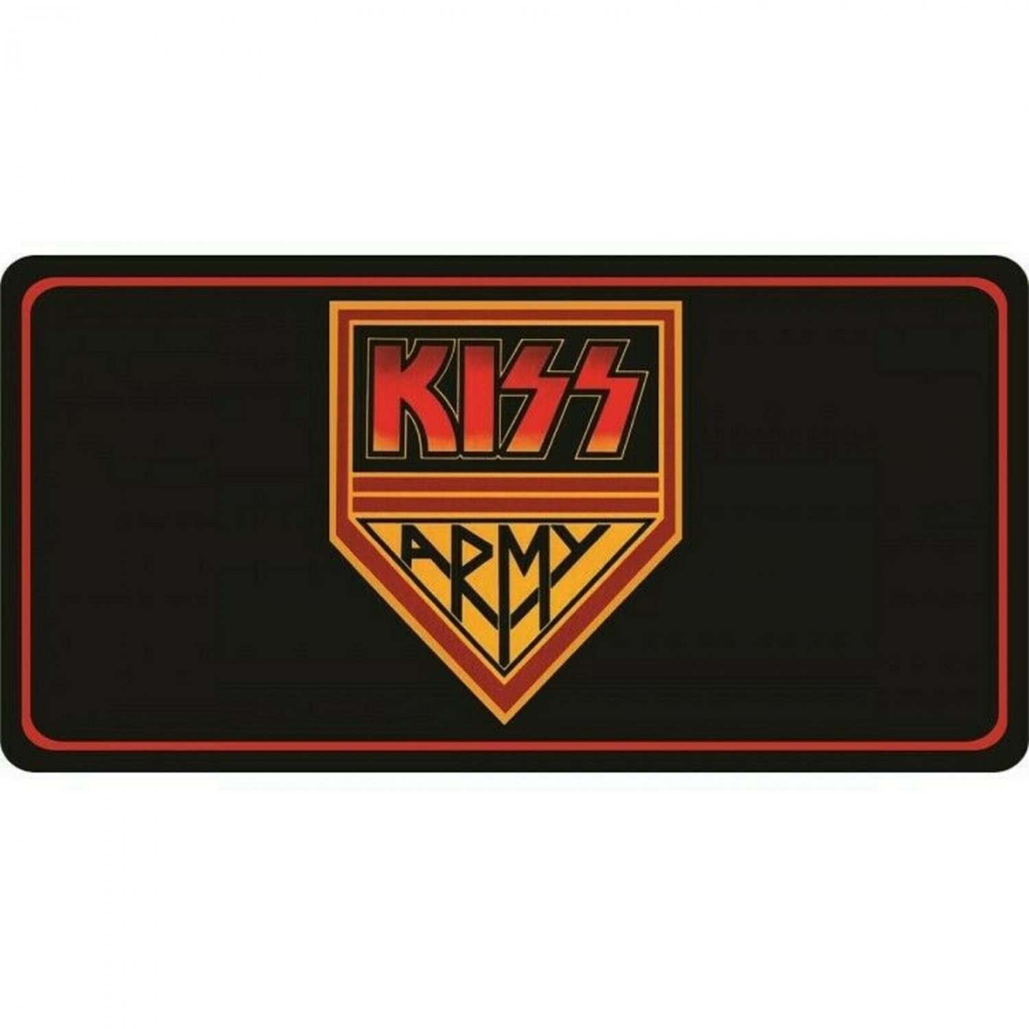 kiss army logo black background license plate made in usa