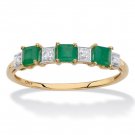 WOMENS 10K GOLD PRINCESS CUT EMERALD AND DIAMOND ACCENT RING SIZE  6 7 8 9
