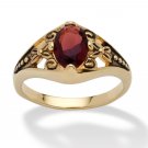 WOMENS ANTIQUED 14K GOLD BIRTHSTONE JANUARY GARNET RING  5 6 7 8 9 10
