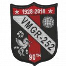 4" MARINE CORPS VMGR-252 90TH ANNIVERSARY SHIELD MILITARY EMBROIDERED PATCH