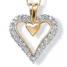 WOMENS 10K GOLD DIAMOND ACCENT HEART SHAPED PENDANT CHARM NECKLACE + CHAIN