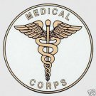 4" ARMY MEDICAL CORPS MILITARY CAR WHITE GOLD  DECAL