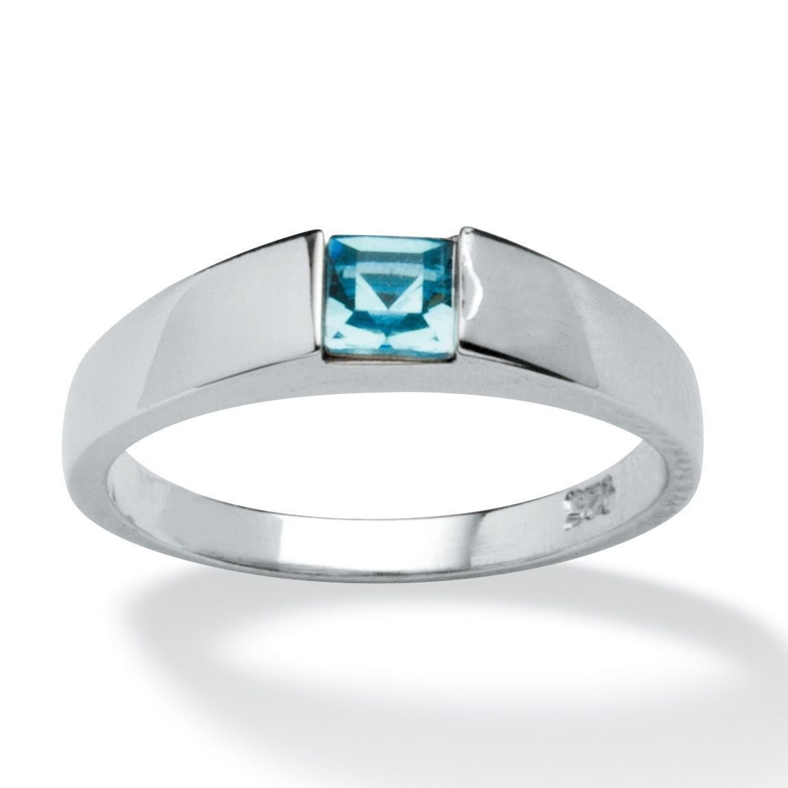 STERLING SILVER PRINCESS CUT DECEMBER BLUE TOPAZ BIRTHSTONE RING 5 6 7 8 9 10