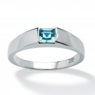 STERLING SILVER PRINCESS CUT DECEMBER BLUE TOPAZ BIRTHSTONE RING 5 6 7 8 9 10