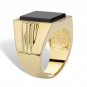 MENS EMERALD CUT ONYX GOLD STAINLESS STEEL CZ RING SIZE 8 9 10 11 12 13