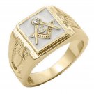 MASONIC MASON WHITE GOLD CLEAR COLOR  RING ALL SIZES