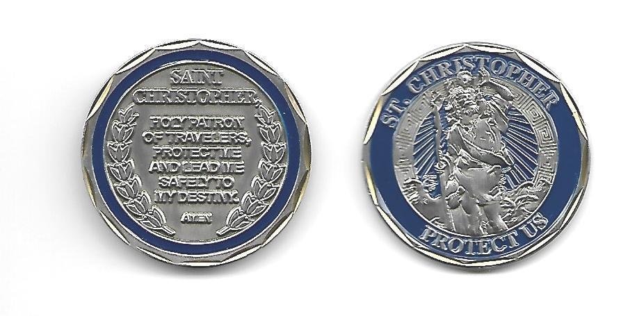 SAINT CHRISTOPHER PROTECT US PRAYER  CHALLENGE COIN