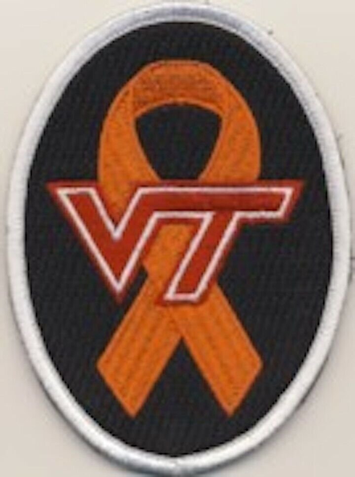 USAF AIR FORCE VT VIRGINIA TECH ORANGE RIBBON HOOK LOOP EMBROIDERED JACKET PATCH