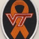USAF AIR FORCE VT VIRGINIA TECH ORANGE RIBBON HOOK LOOP EMBROIDERED JACKET PATCH