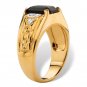 18k GOLD BLACK ONYX RING DIAMOND ACCENT GP SIZE 8,9,10,11,12,13,