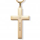 PERSONALIZED 14K GOLD CROSS GP NECKLACE PENDANT CHAIN FREE ENGRAVING