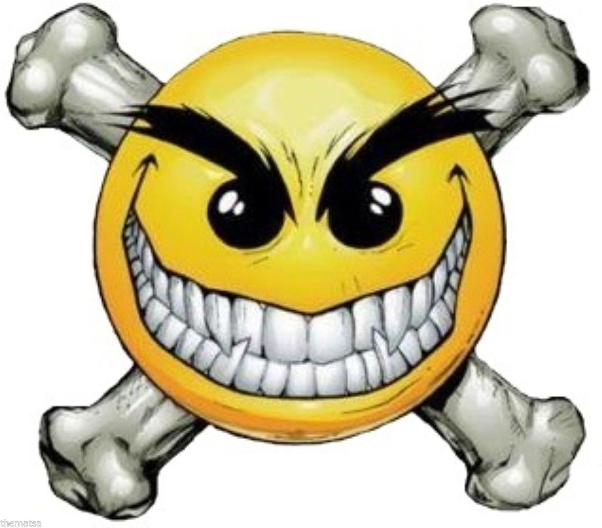 SMILY FACE BONES BIKER HELMET LAPTOP TOOLBOX BUMPER STICKER DECAL MADE IN USA