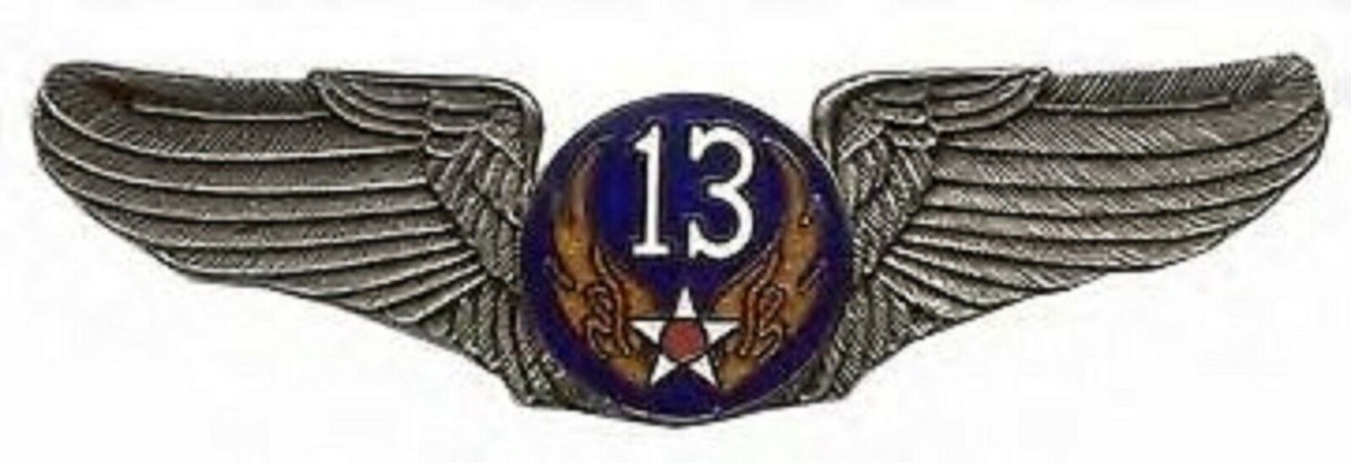 13TH AIR CORPS FORCE  USAF BIG PEWTER WING PIN